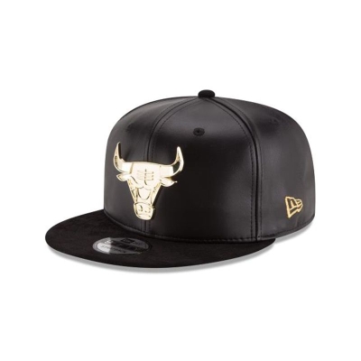 Sapca New Era Chicago Bulls NBA Suede With Gold 9FIFTY Strapback - Negrii